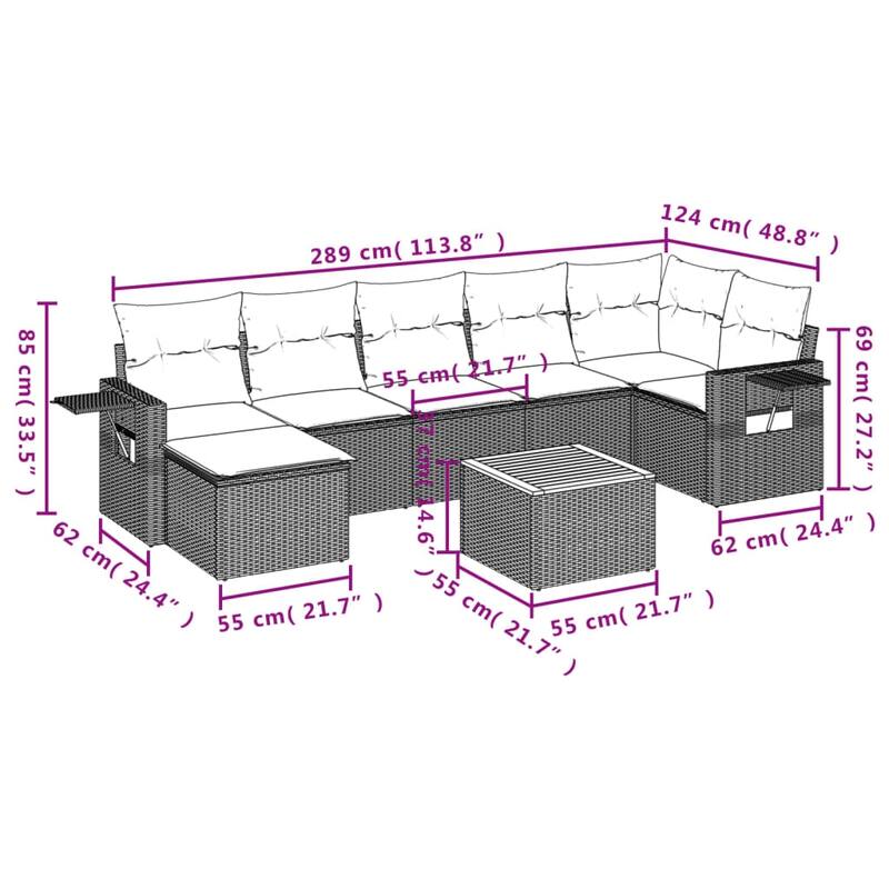 vidaXL Garden Sofa Set PE rattan Medium Modular Garden Sofa Set