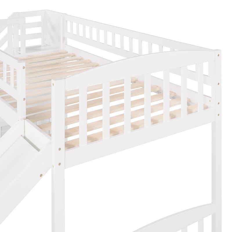 Twin Pine Loft Bed with Convertible Slide and Drawers