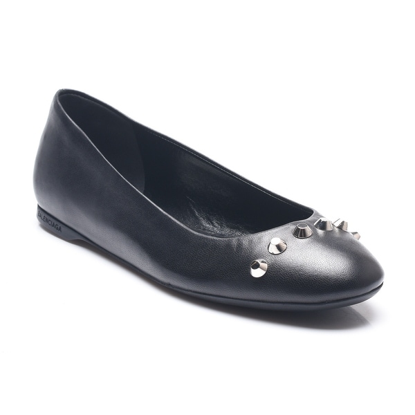 Balenciaga Women's Leather Studded Ballerina Shoes Flats