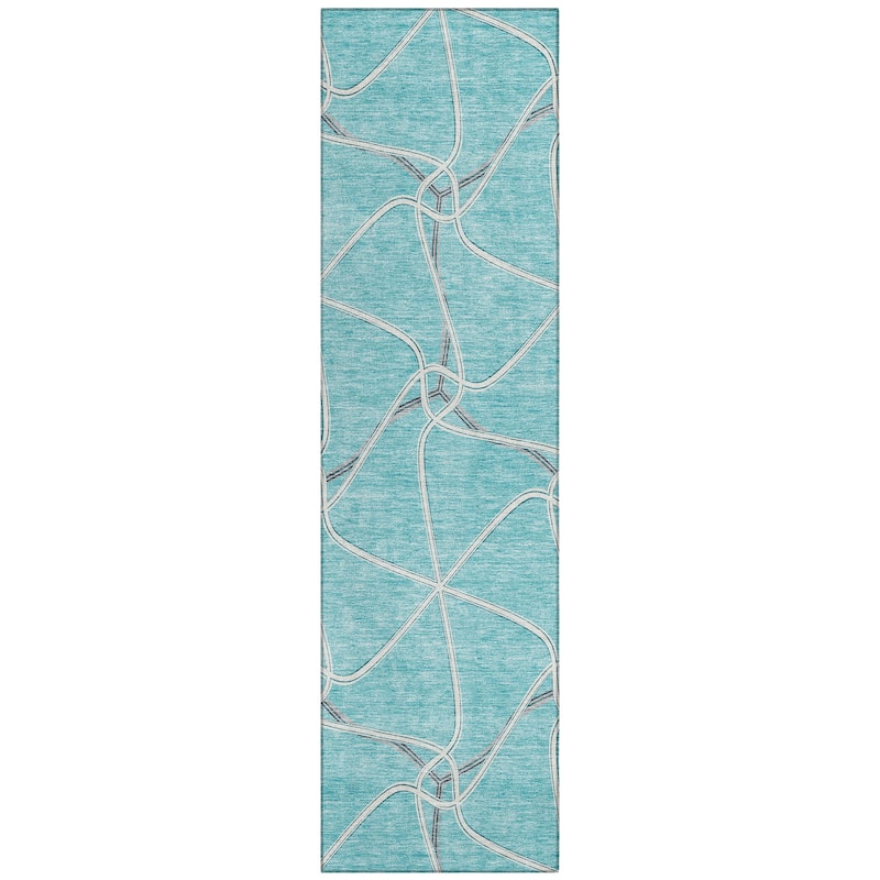 Machine Washable Indoor/ Outdoor Contemporary Links Chantille Rug