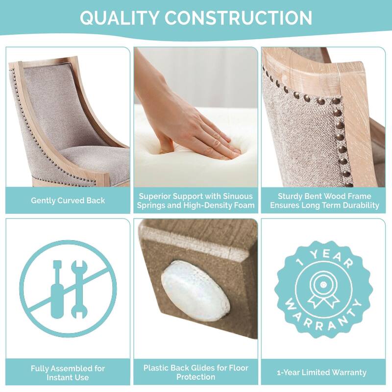 Martha Stewart Bedford Elmcrest Upholstered Dining Chair with Nailhead Trim