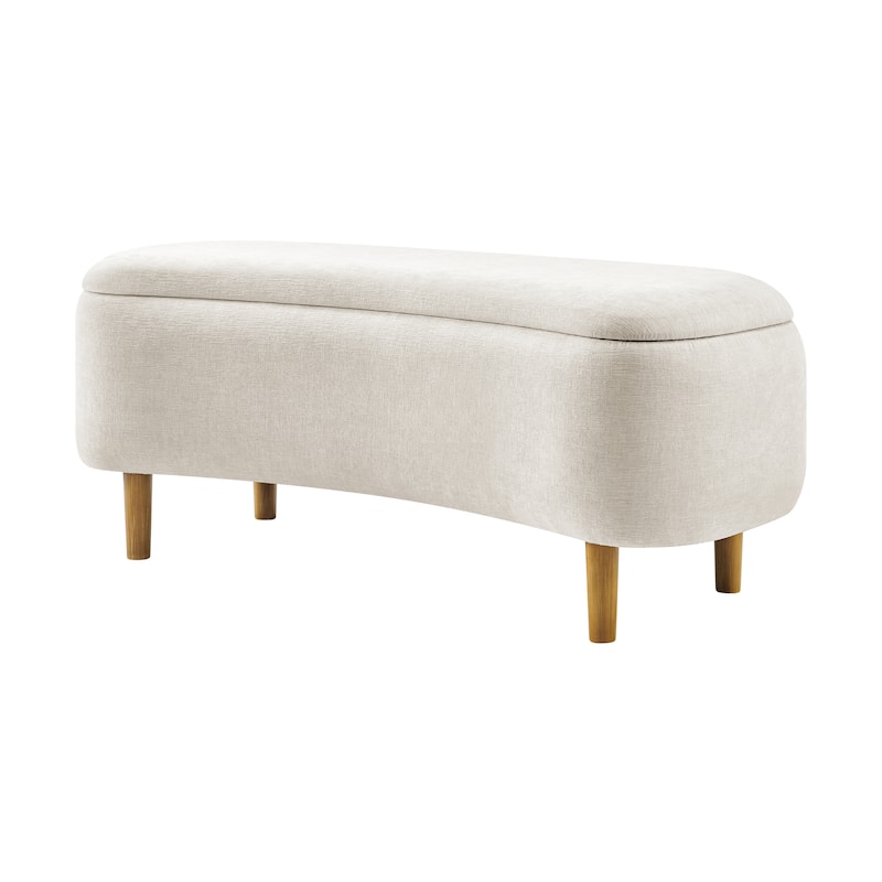 NPD Furniture Leony Chenille Storage Bench - Seneca Beige