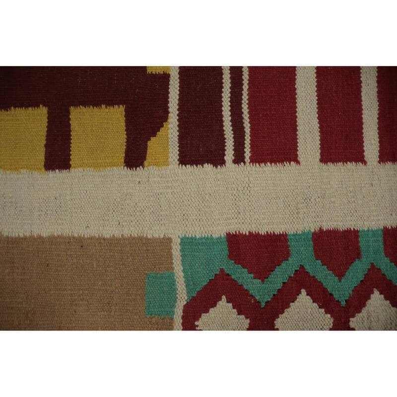 Hand Woven Oriental 100% Wool Carpet Southwestern Modern Multi-Colored Kilim Area Rug - 5' 10'' X 5' 10''