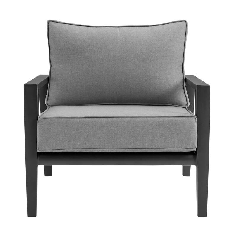 Cayman Black Aluminum Outdoor Chair with Gray Cushions