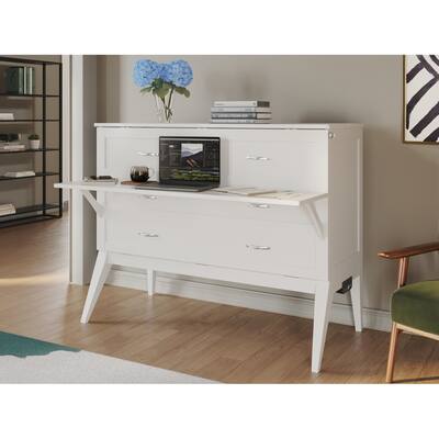 AFI Northampton Full Size Murphy Bed Chest with Desk in White