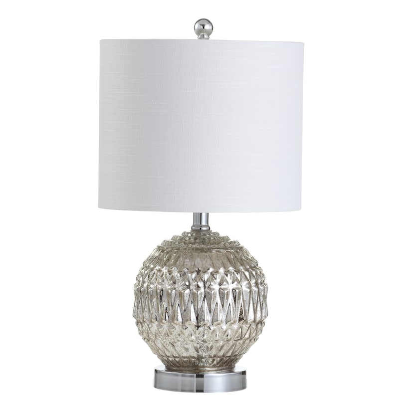 Krister 20.5" Glass/Metal LED Table Lamp, Silver/Ivory by JONATHAN Y