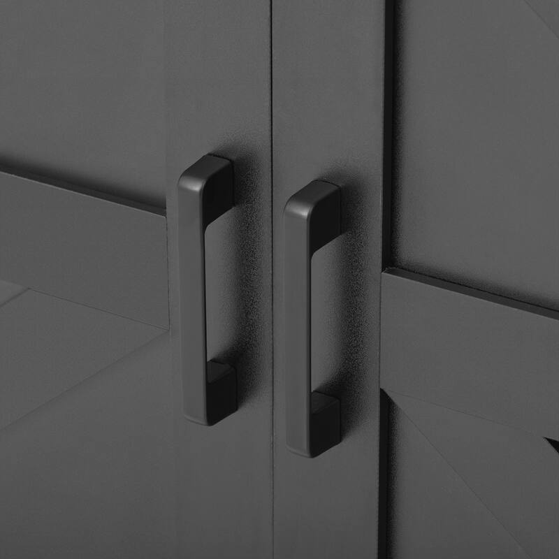 Sideboard with Sliding Barn Door and Mesh Panels,Farmhouse Buffet with Open Storage