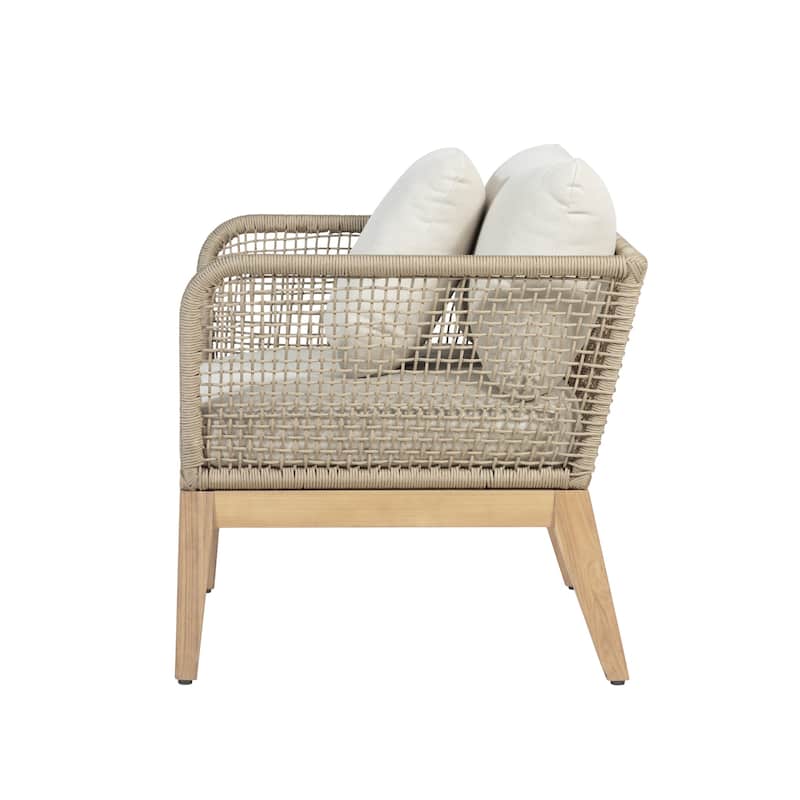 Cypress Teak Wood Outdoor Arm Chair with Rope Design