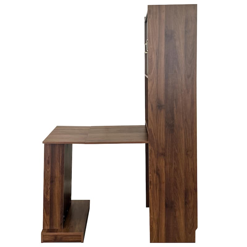 Roomfitters Folding Desk with Storage, Space-Saving Foldable Computer Desk for Home Office, Bedroom, or Apartment, Walnut