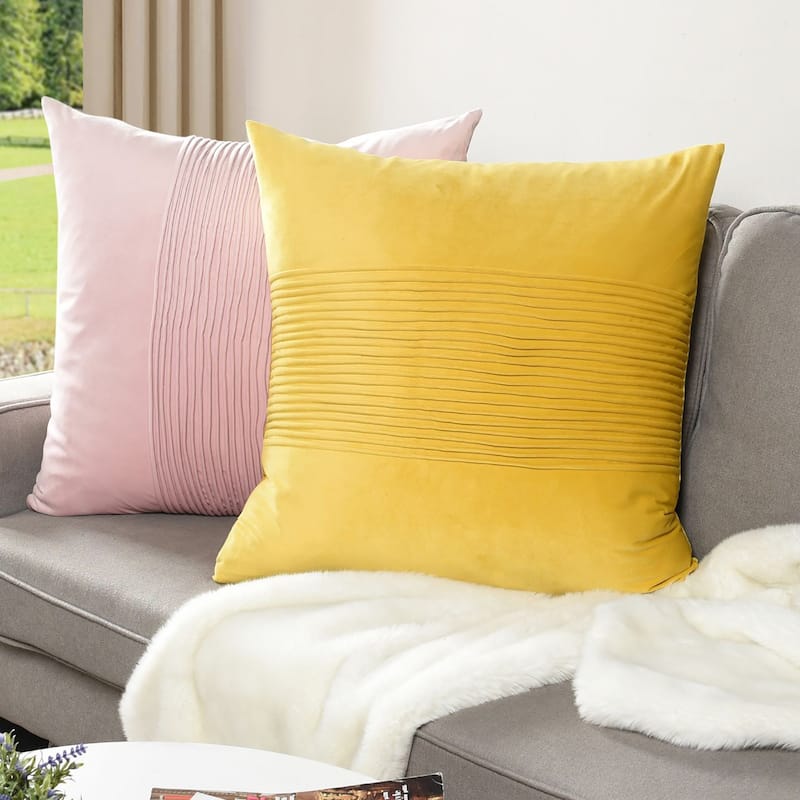 StyleCraft Dann Foley - Tuxedo - Velvet Tux Pleat Pillow - Yellow