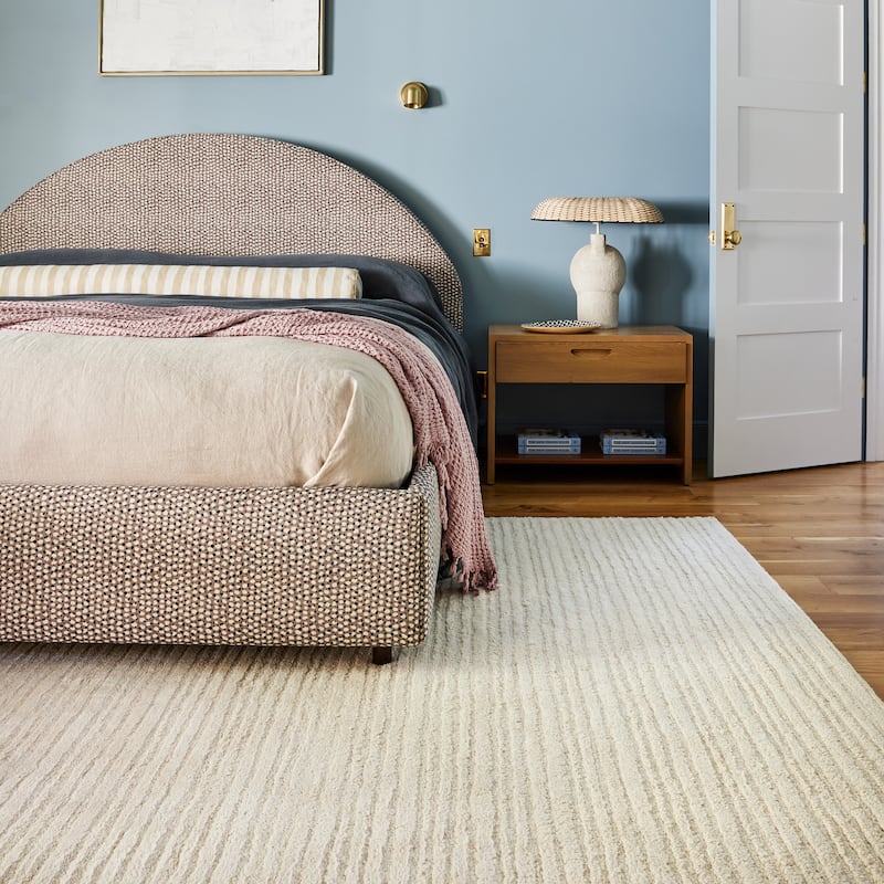 Southwest Striped Wool Area Rug - 9'6" x 13'6" - Ivory