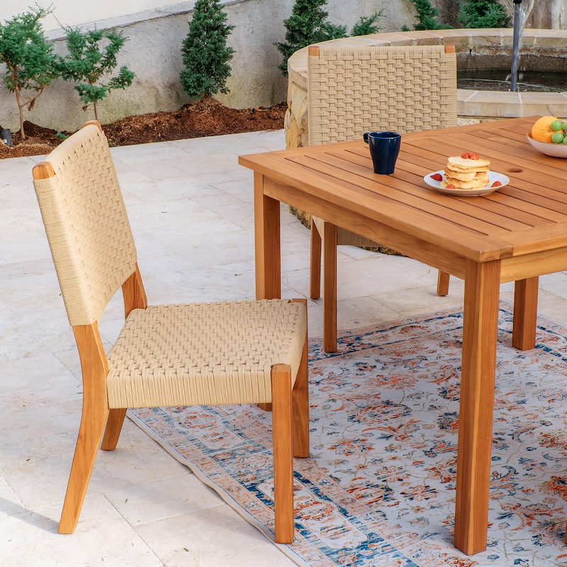 Cambridge Casual Zephyr 5-Piece Teak Patio Dining Set with Woven Rope Chairs