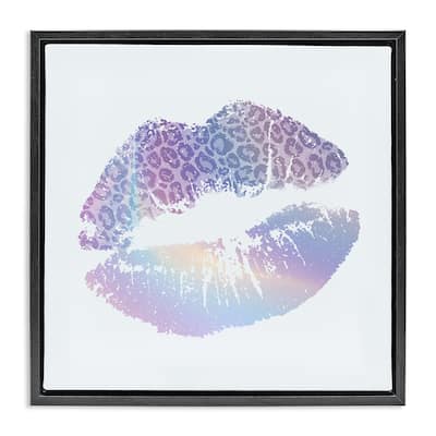 Stupell Glam Patterned Kiss Framed Floater Canvas Wall Art Design By Kim Allen