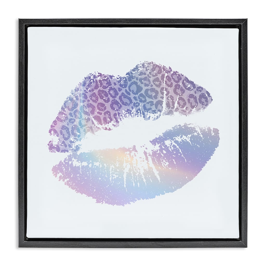 Stupell Glam Patterned Kiss Framed Floater Canvas Wall Art Design By Kim Allen