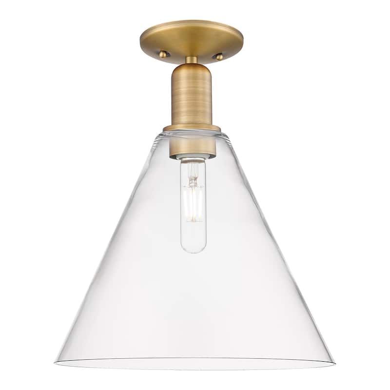 Innovations Lighting 716-1C-15-12 Berkshire Glass Semi-Flush Berkshire - Brushed Brass / Clear