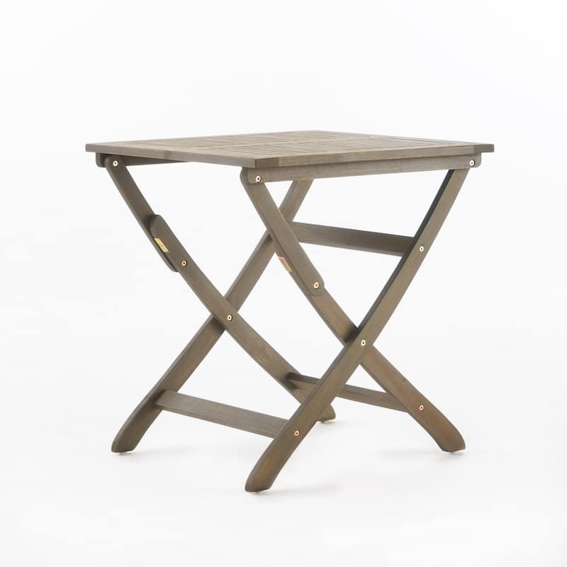 Remi 3pc Outdoor Foldable Dining Table Set, 2 Chairs, Gray Acacia Wood