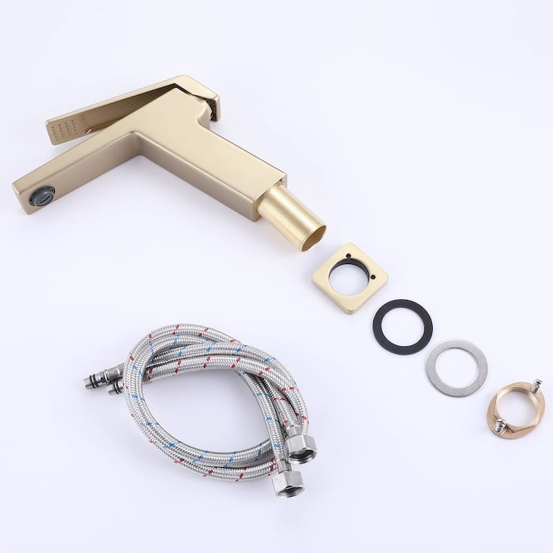 Single Hole Bathroom Sink Faucet Brass Single Handle Modern Bathroom Vanity Basin Faucets Brushed Gold
