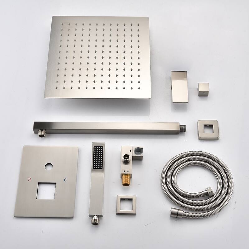 1Spray Patterns with 12 in. Square Wall Mounted Dual Shower Heads