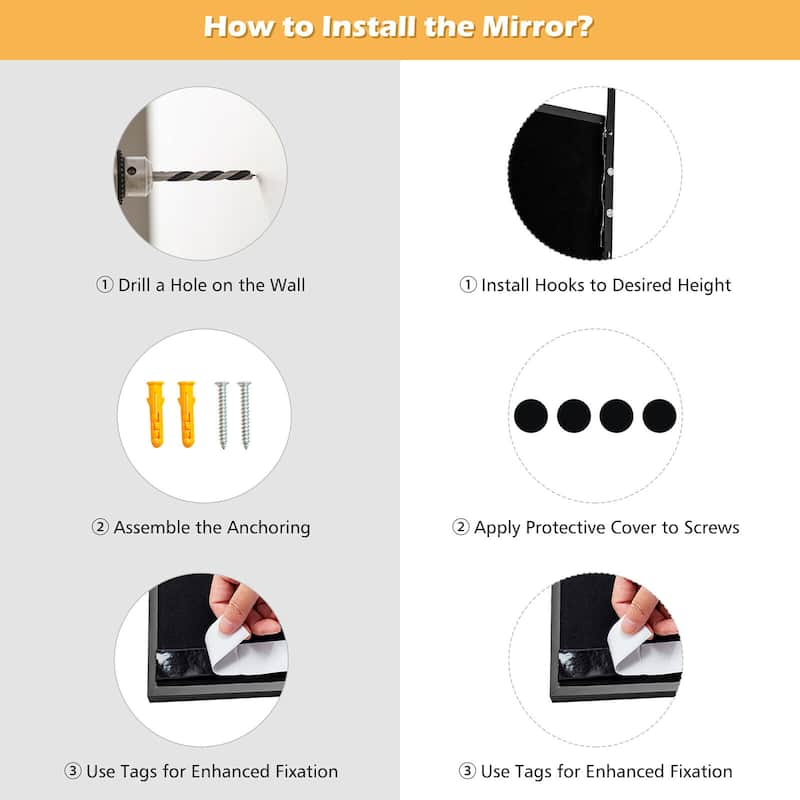 Costway Door Wall Mounted Mirror Full Length Hanging Mirror Bedroom - See Details