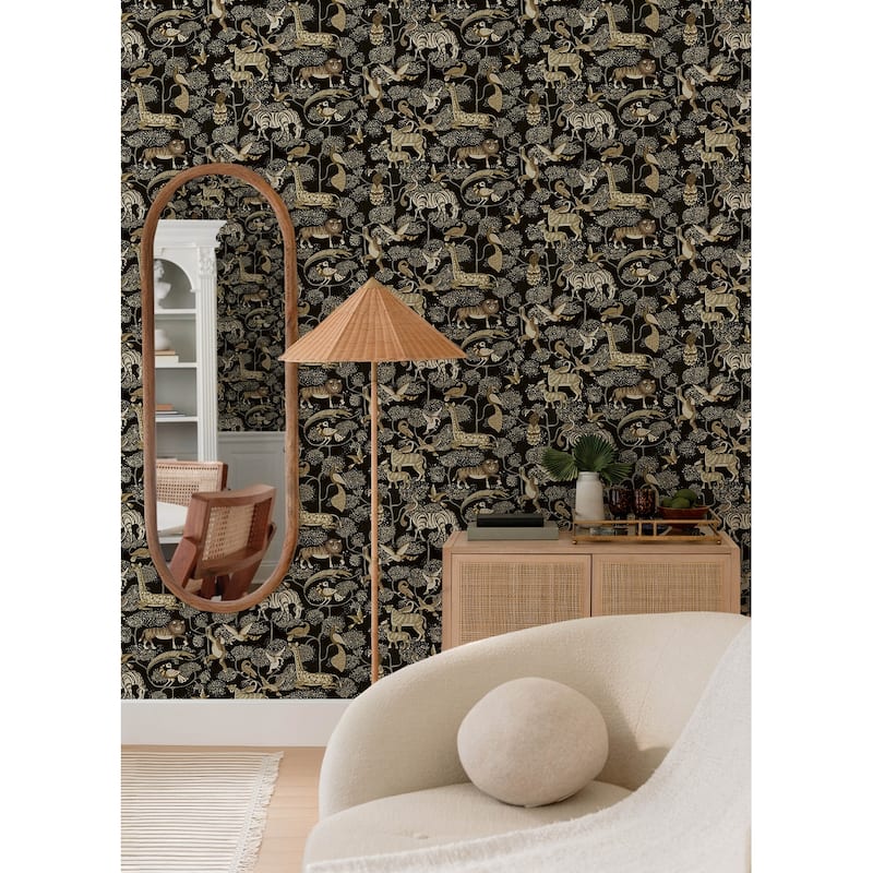 A-Street Prints Rigby Black Jungle Animals Wallpaper