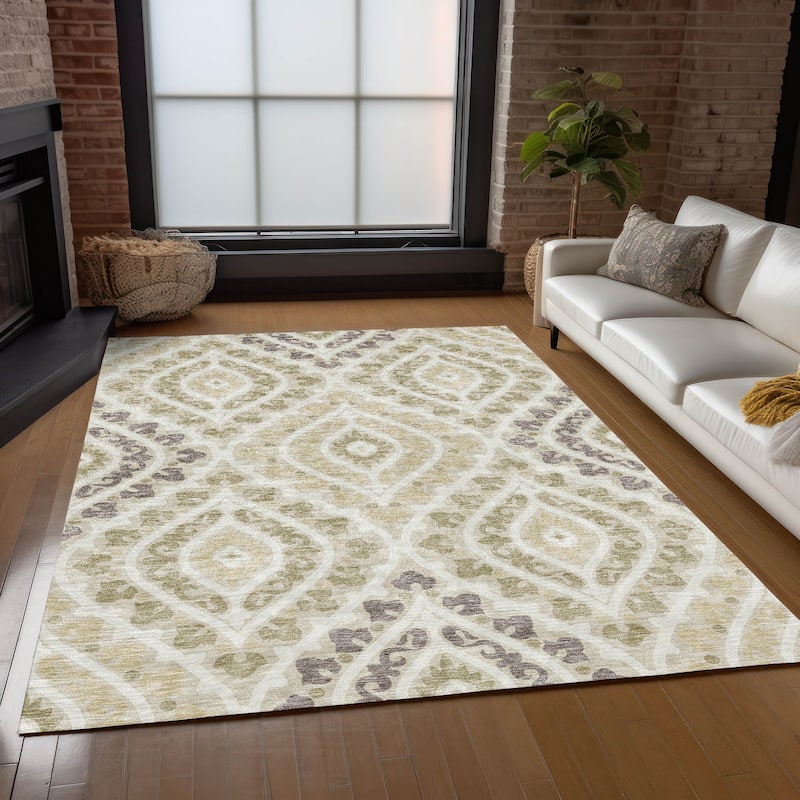 Machine Washable Indoor/ Outdoor Chantille Ttransitional Medallion Rug