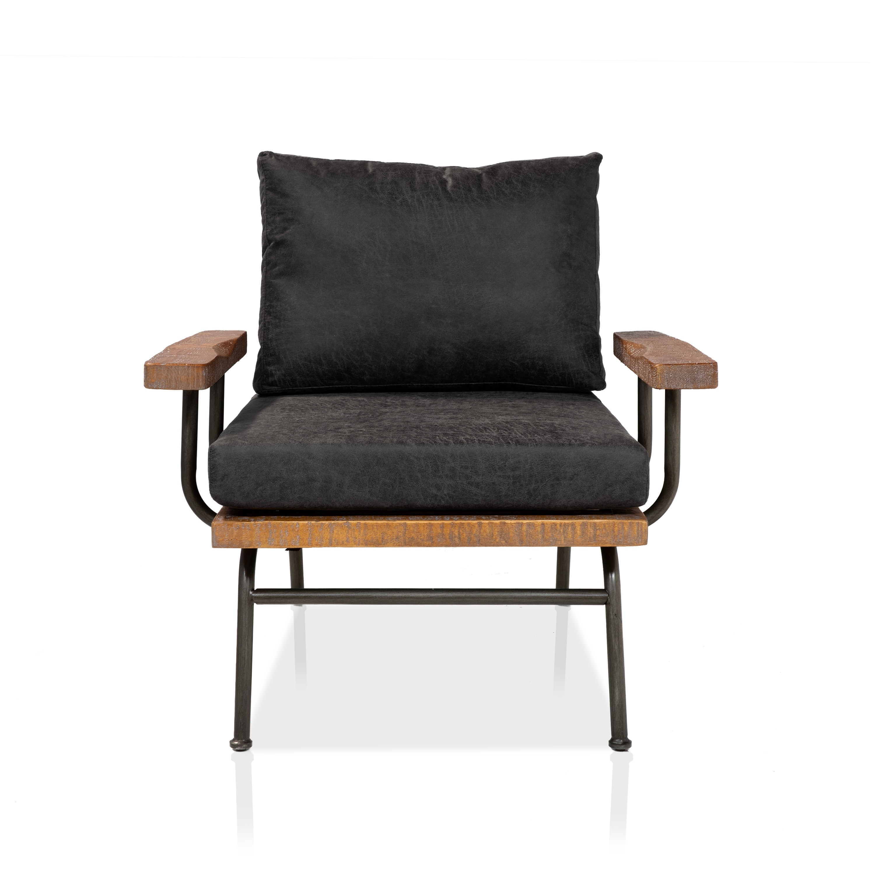 Bice Rustic Metal Padded Accent Chair with Removable Cushions by