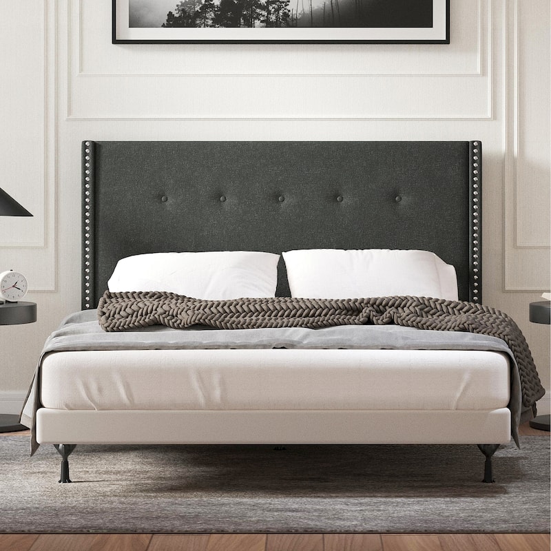 MCM Upholstered Headboard - Queen - Gray
