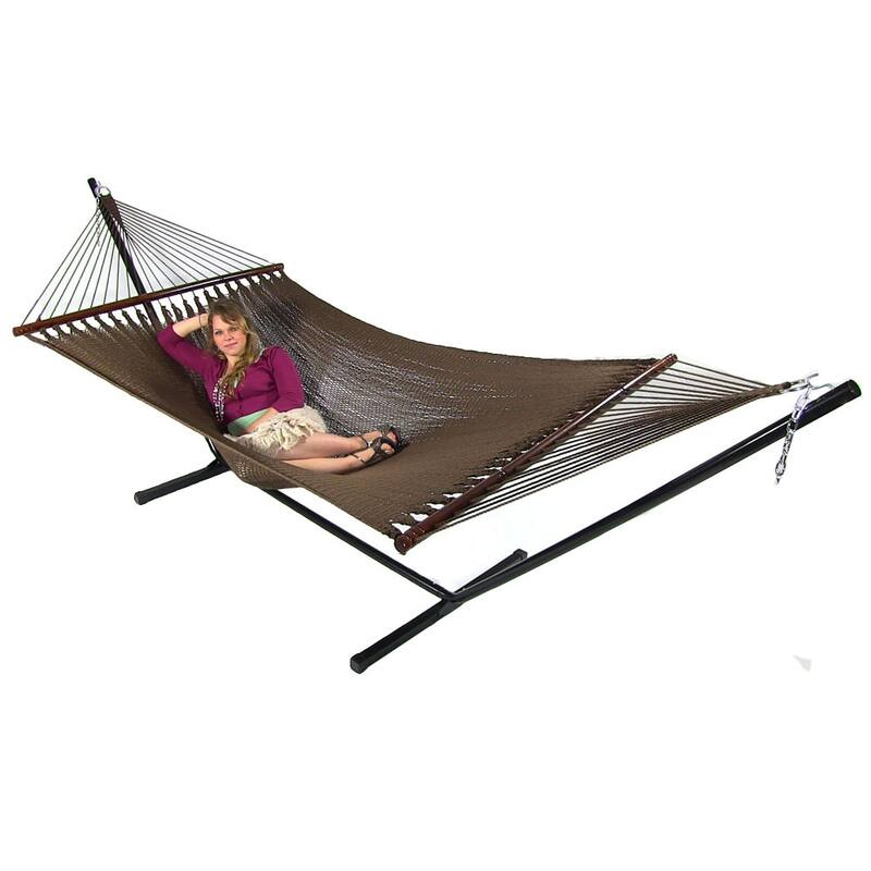 Sunnydaze Large 2-Person Rope Hammock with Spreader Bar & Hammock Stand