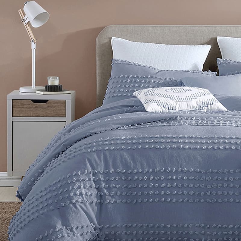 Marilla 100% Cotton Clipped Dots Stripes Jacquard 5-Piece Bedding Comforter Set