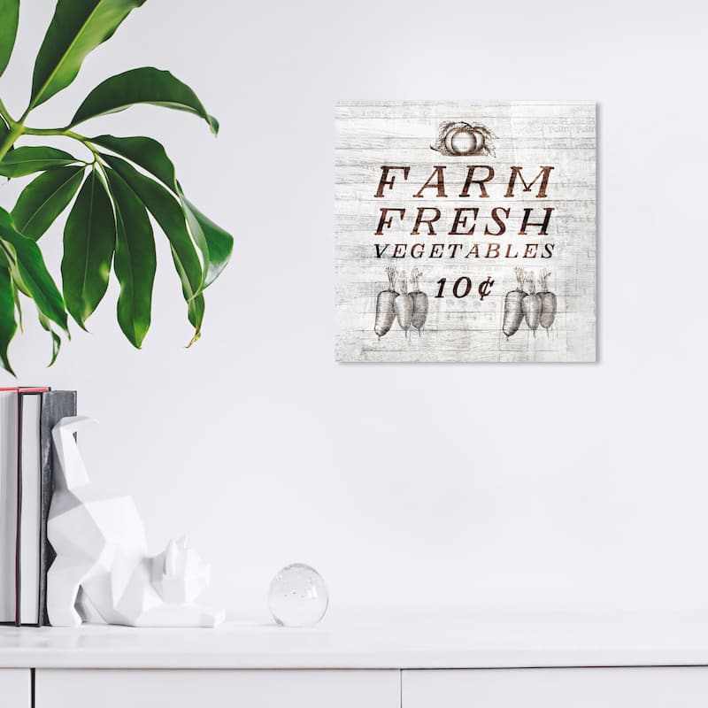Wynwood Studio Prints Food and Cuisine Farm Fresh Vegetables Brown and Rustic Wall Art Canvas Print - 12 x 12
