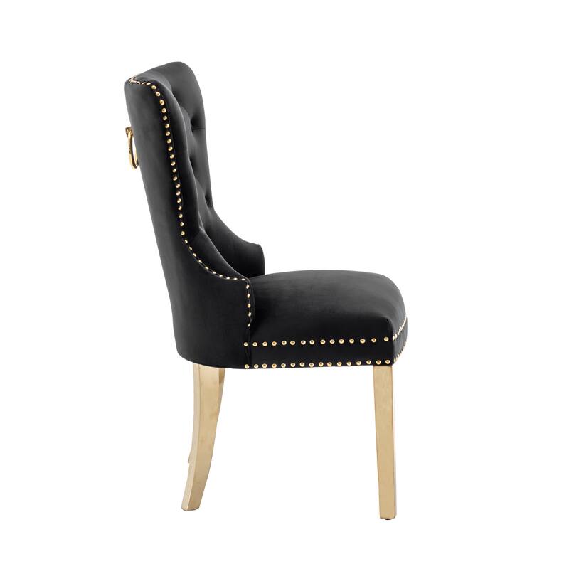 Porthos Home Caily Tufted Velvet Dining Chairs with Gold Chrome Legs, Set of 2