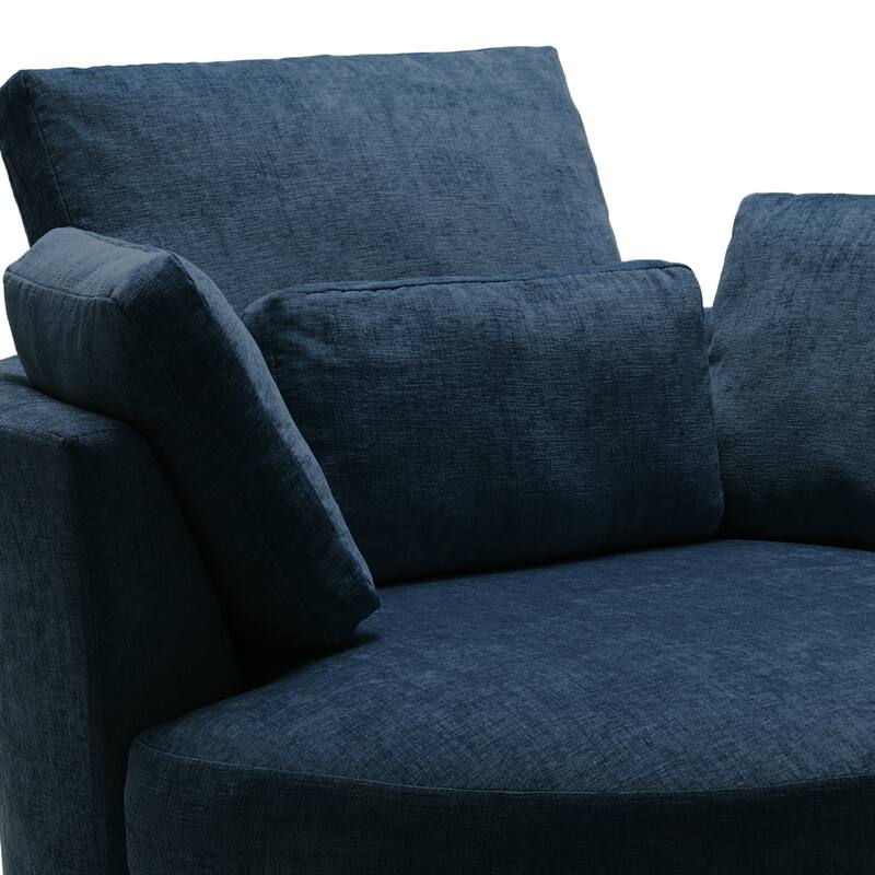 Upholstered Swivel Barrel Armchair with Storage Ottoman (Set of 2)