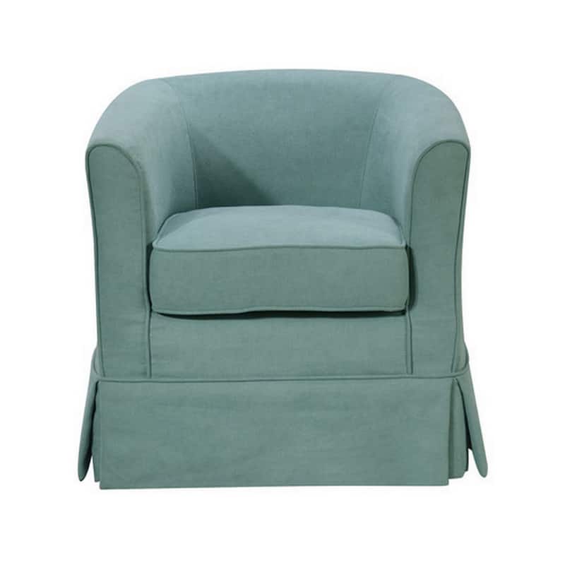 Swivel Accent Chair, Fabric Upholstery, Curved Back, Skirted - 28 Inch - 28" x 28" x 27.5"