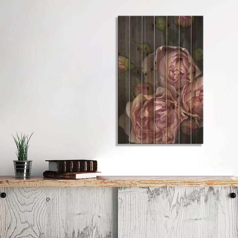 Pink Peony Print On Wood by Juliana Loomer - Multi-Color
