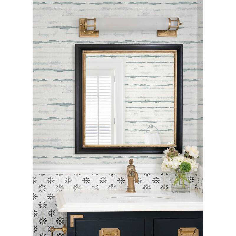 A-Street Prints Destin Teal Stripe Wallpaper