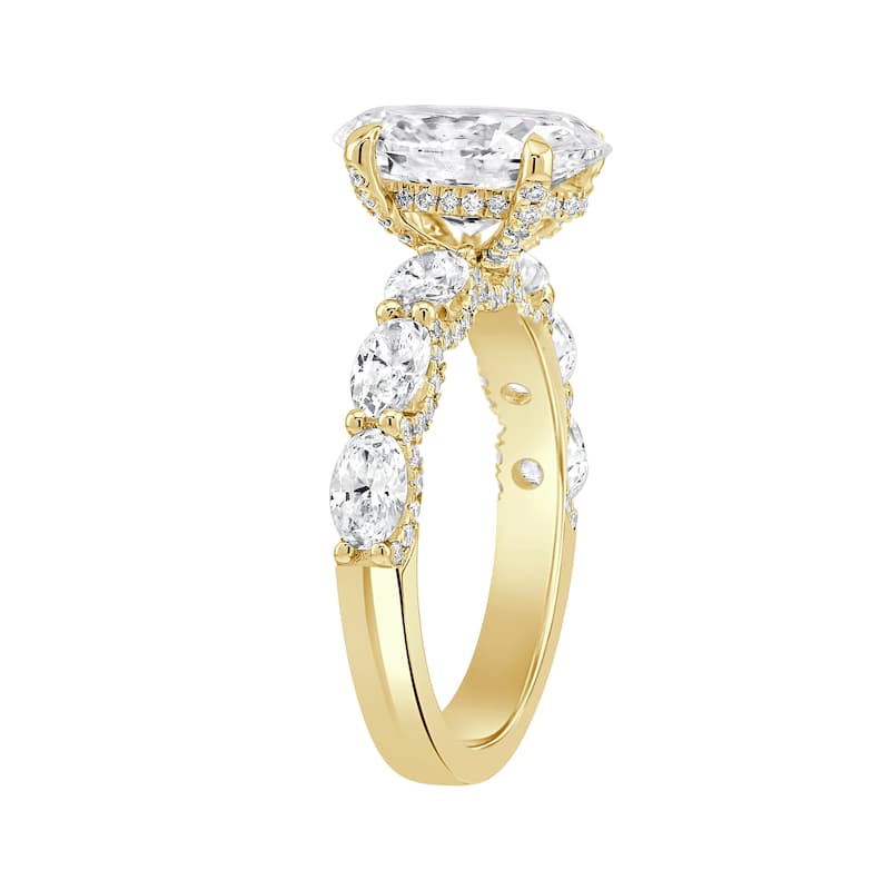 Auriya 14k Gold 6 3/5ctw Lab grown Oval Scalloped Hidden Halo Diamond Engagement Ring (F-G VS)