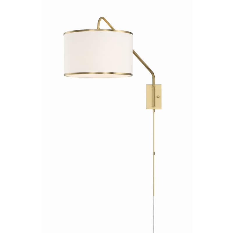 Mallory 1 Light Soft Brass Task Sconce - 15"W x 22"H x 50.5"D