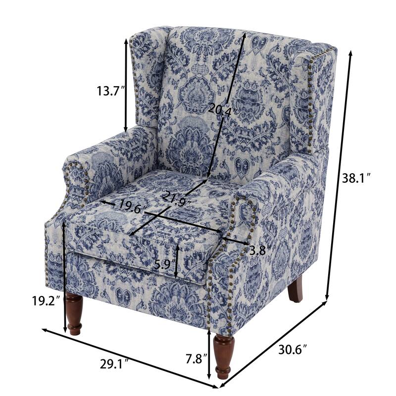 Patterned Upholstered Accent Chair for Living Room