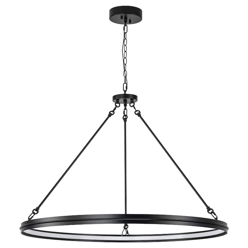 38.1" Modern Black/Gold Integrated LED Large Wagon Wheel Chandelier