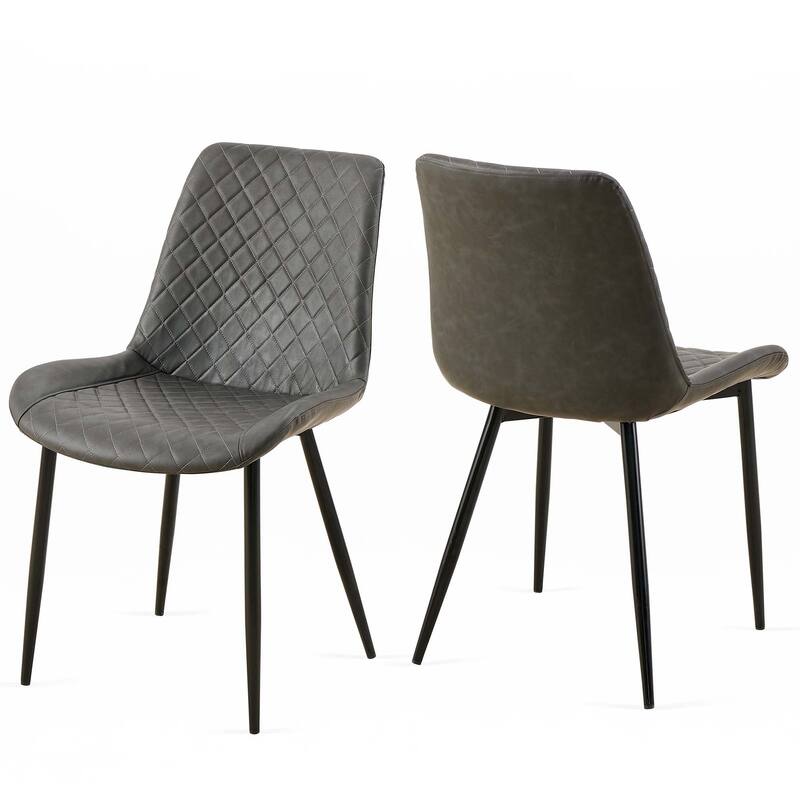 Mid-Century Leathaire Dining Chairs,Side Chair with Metal Legs