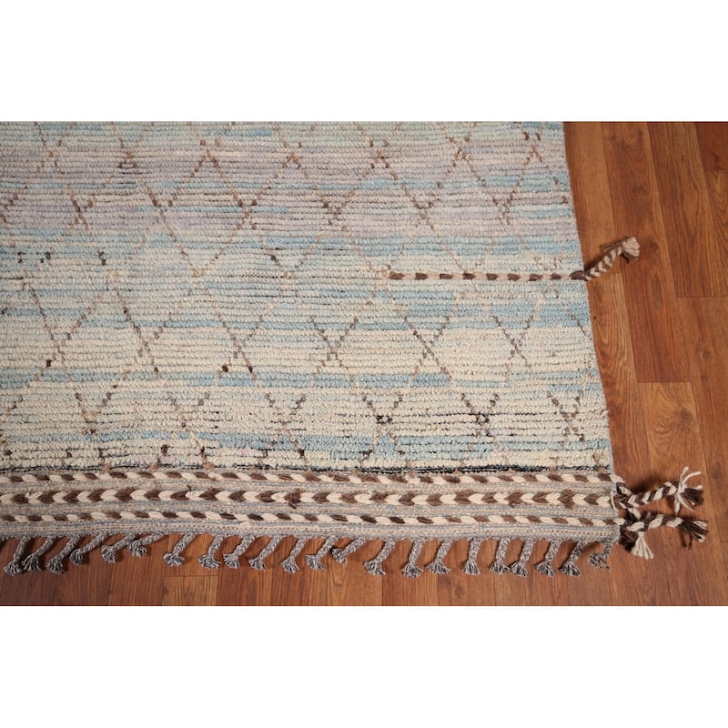 Trellis Moroccan Large Area Rug Handmade Oriental Wool Carpet - 10'0"x 15'4"