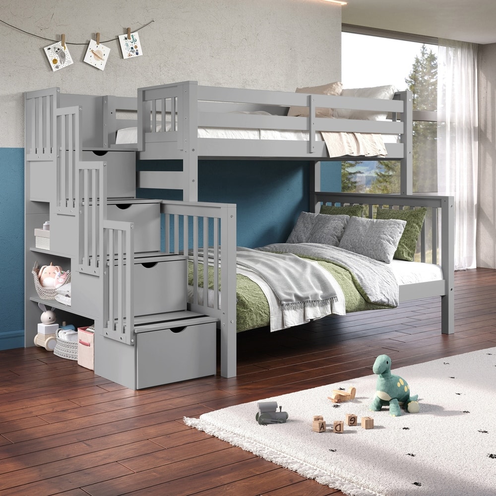Taylor & Olive Trillium Twin over Full Stairway Bunk Bed