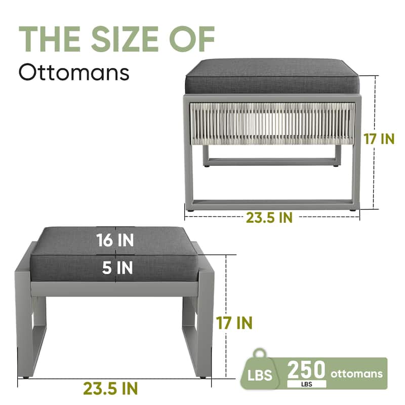 Pocassy 5 Inch Outdoor Patio Ottomans Set of 2