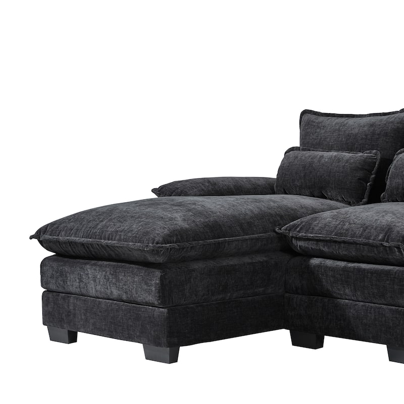 Modern Modular U-shaped Sectional Sofa, Chenille Cloud Couch Set