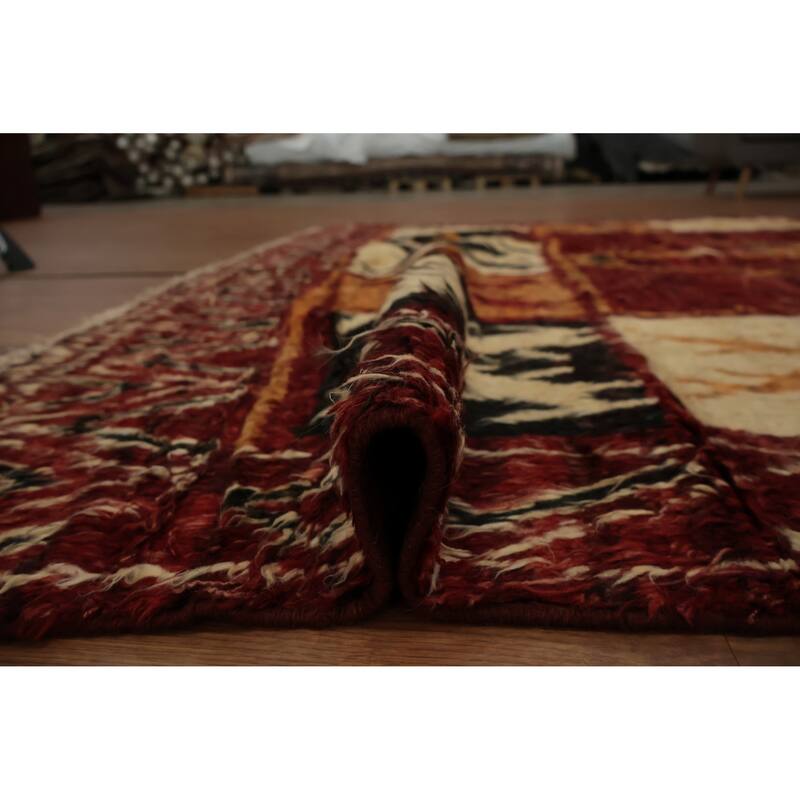 Hand Knotted Oriental 100% Wool Carpet Modern Tribal Red Moroccan Area Rug - 10' 2'' X 8' 2''
