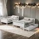 preview thumbnail 1 of 29, Twin over Full Bunk Bed with Ladder, Twin Size Trundle, Safety Guardrail White
