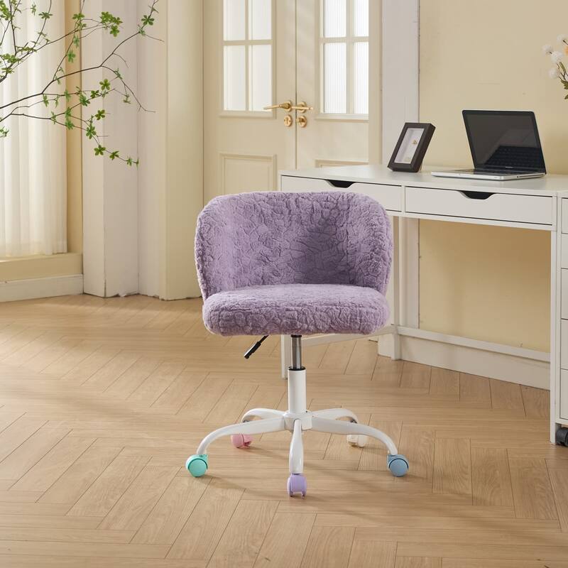 Home Office Adjustable Desk Chair, Swivel Vanity Chair with Metal Base