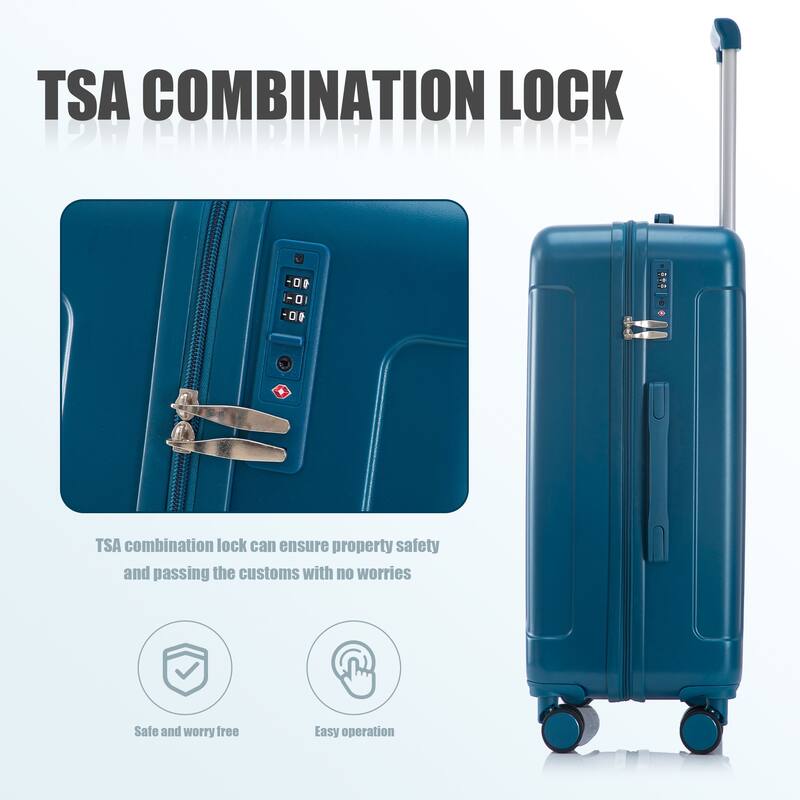 3 PCS in ABS Spinner Wheel Luggage, Carry on Suitcase, TSA Combination Lock