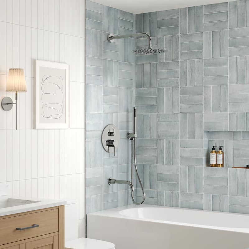 Pressure Balance 3-Functions Shower Head System, 10" Shower Faucet Set with Tub Faucet Spout