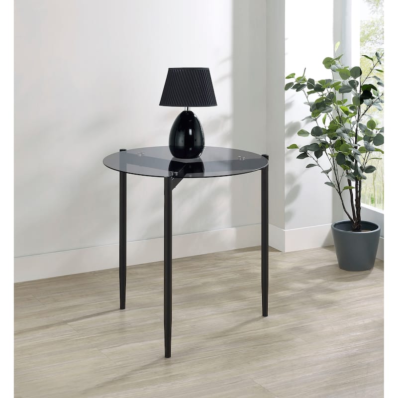 Rosalie Round Smoked Glass Top End Table Sandy Black